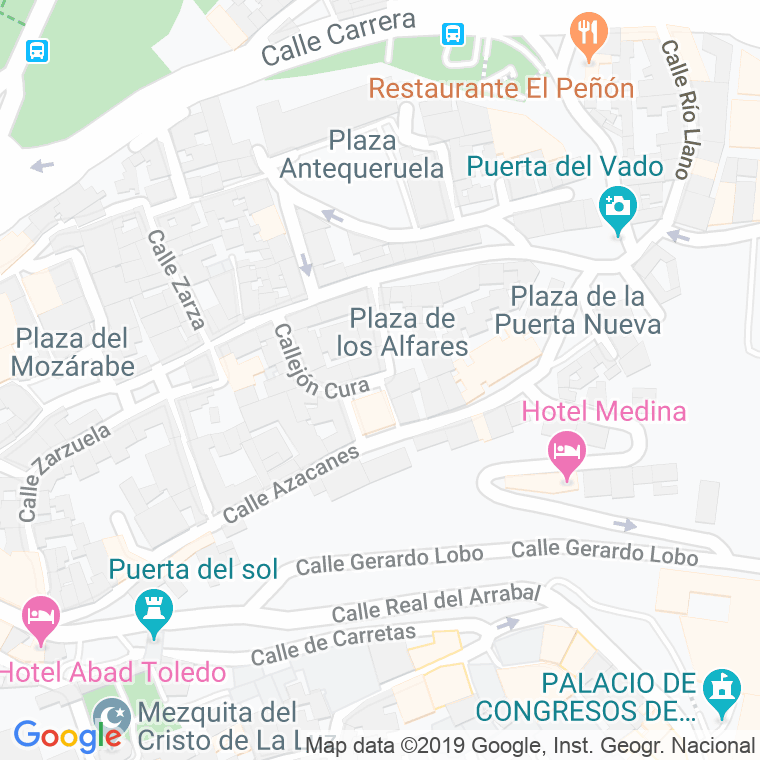 Código Postal calle Alfares, plazuela en Toledo