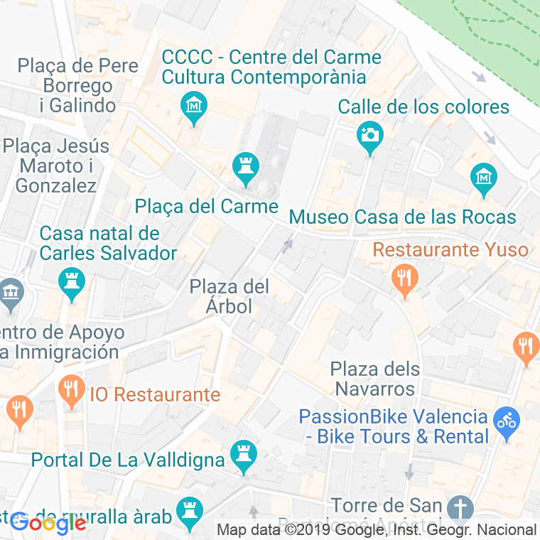 Código Postal calle Caridad en Valencia