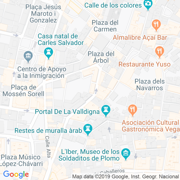 Código Postal calle Centenar De La Ploma, plaza en Valencia