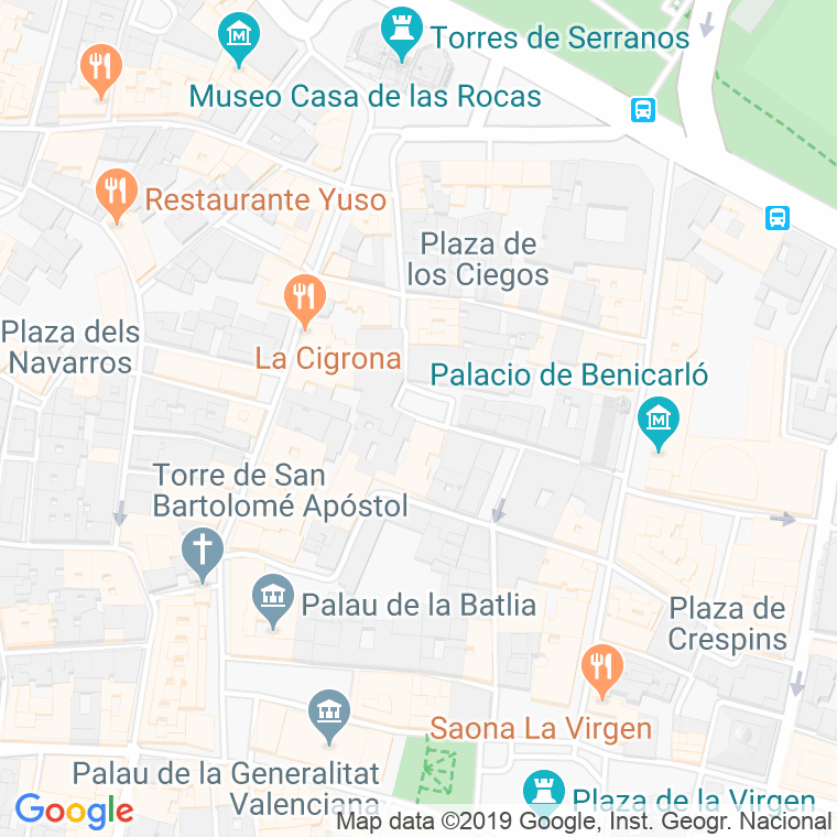 Código Postal calle Cisneros, plaza en Valencia