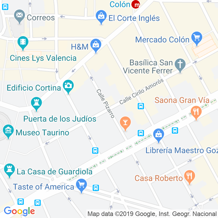 Código Postal calle Pizarro en Valencia