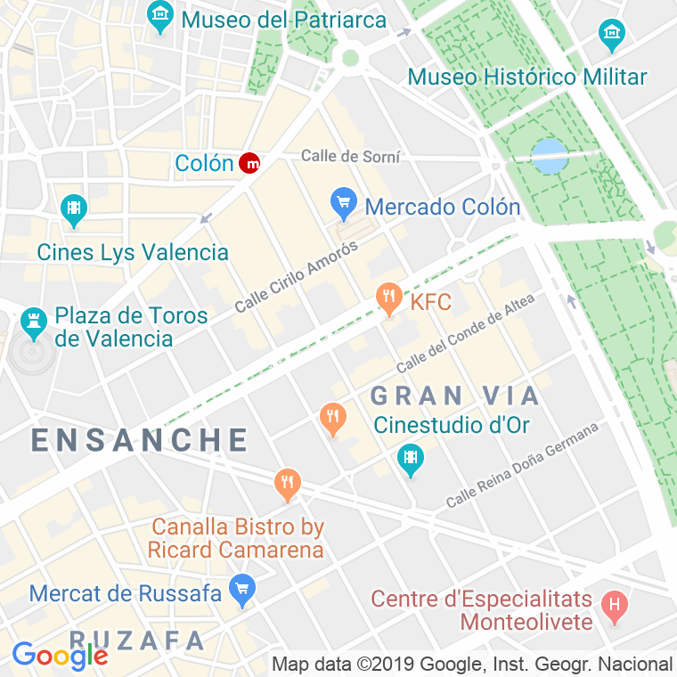 Código Postal calle Marques Del Turia, Gran Via en Valencia