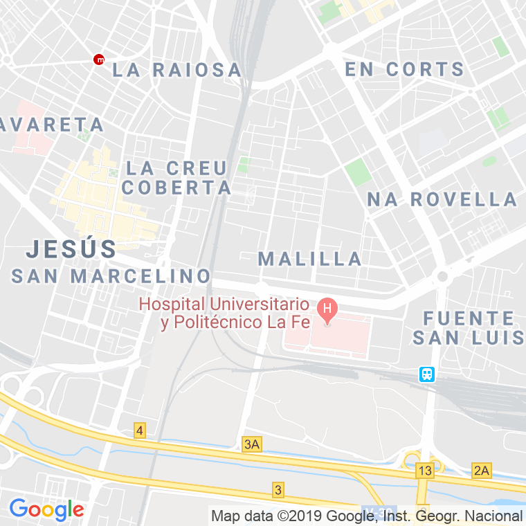 Código Postal calle Malilla, carretera (Impares Del 1 Al 19)  (Pares Del 2 Al 24) en Valencia
