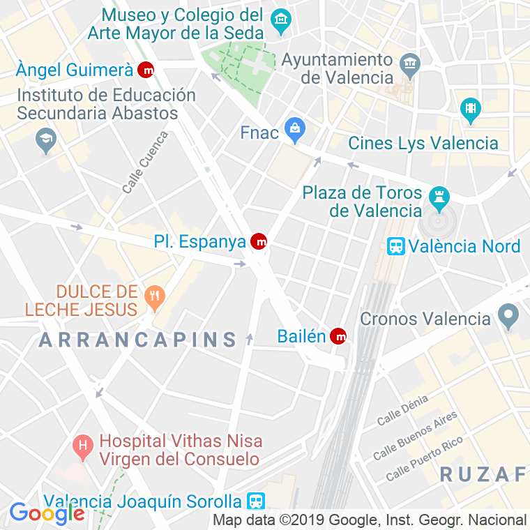 Código Postal calle Ramon Y Cajal, gran Via en Valencia