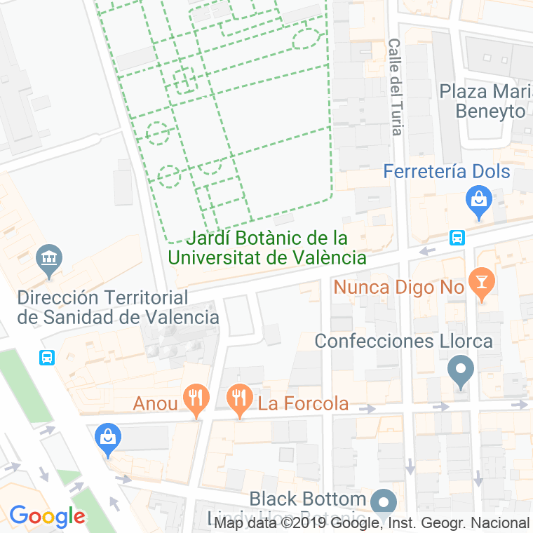 Código Postal calle Botanico en Valencia
