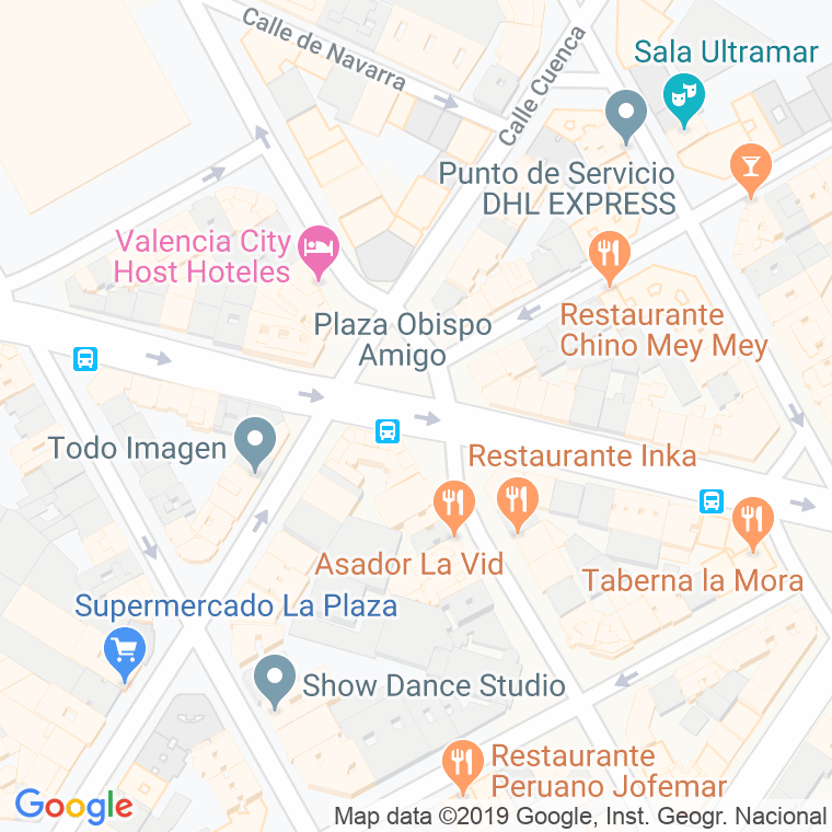 Código Postal calle Obispo Amigo, plaza (Impares Del 9 Al Final)  (Pares Del 14 Al Final) en Valencia