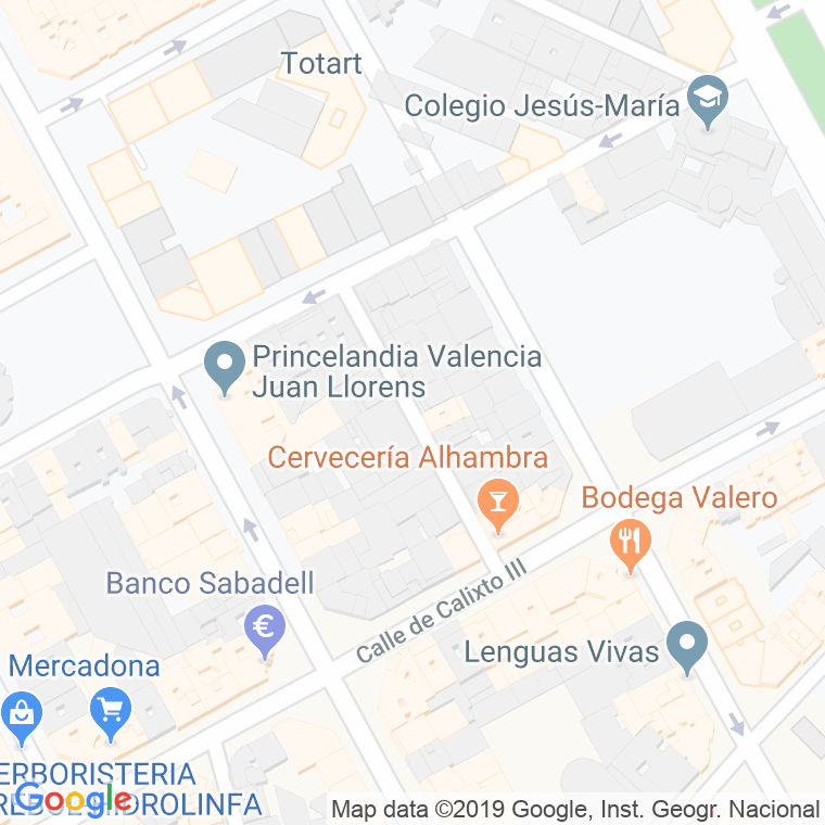 Código Postal calle Padre Rico en Valencia