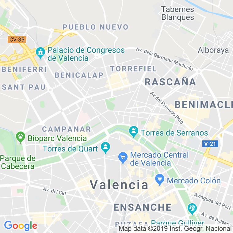 Código Postal calle Constitucion, avenida (Impares Del 1 Al 135)  (Pares Del 2 Al 166) en Valencia