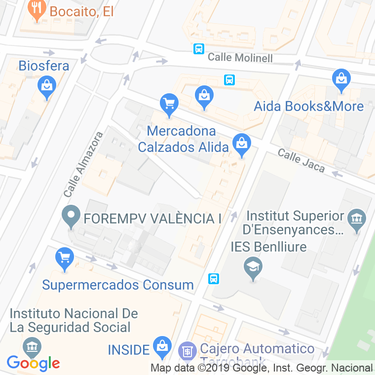 Código Postal calle Aire, senda en Valencia