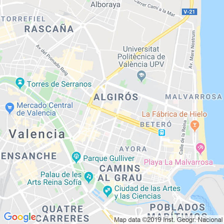 Código Postal calle Blasco Ibañez, avenida (Impares Del 1 Al 33)  (Pares Del 2 Al 54) en Valencia