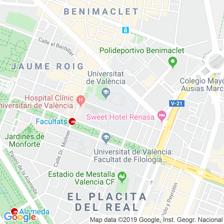 Código Postal calle Ciudad Universitaria en Valencia