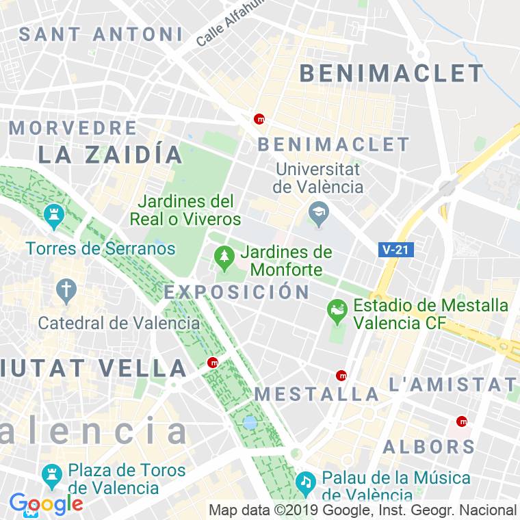 Código Postal calle Llano Del Real en Valencia