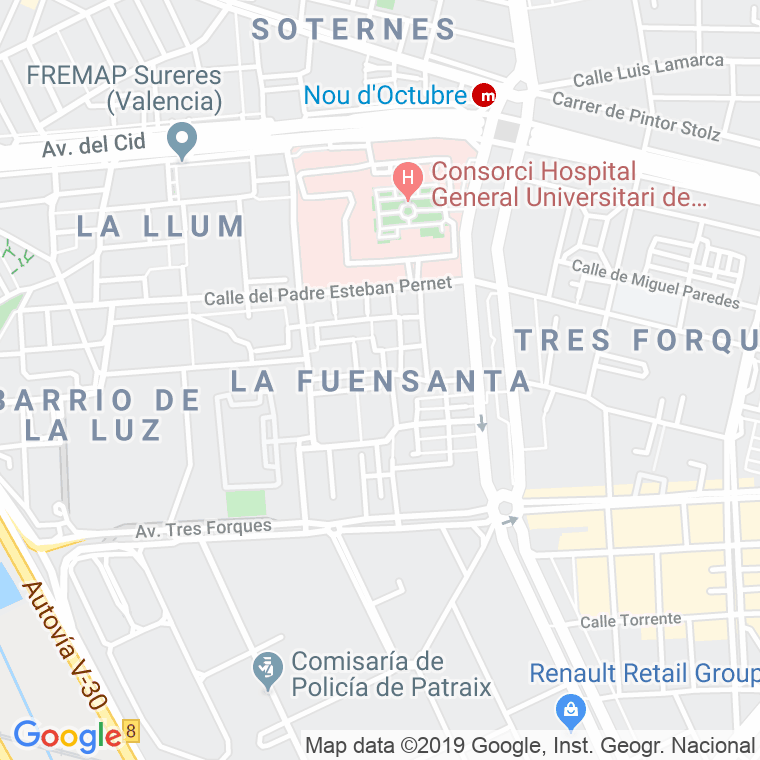 Código Postal calle Fuensanta, grupo en Valencia