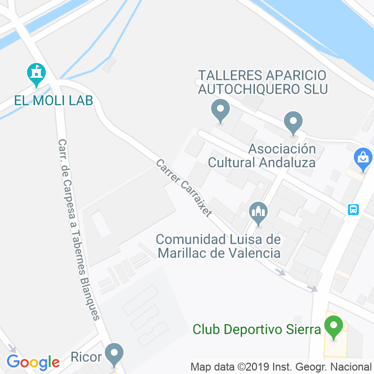 Código Postal calle Carraixet, Del (Tavernes Blanques), partida en Valencia