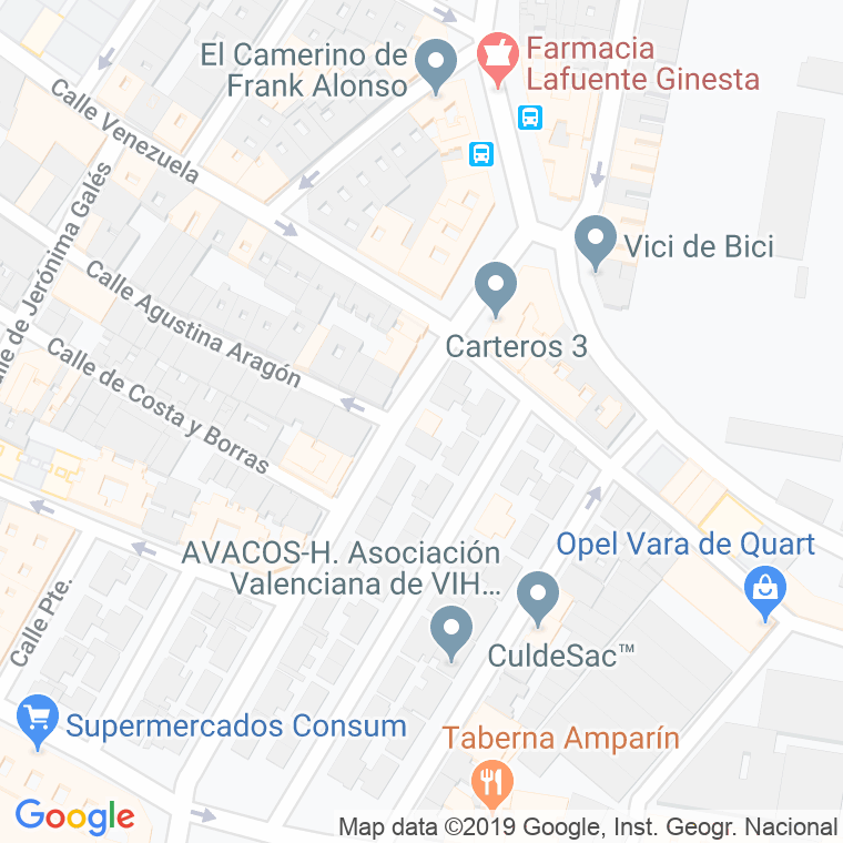 Código Postal calle Barrio Previsora en Valencia