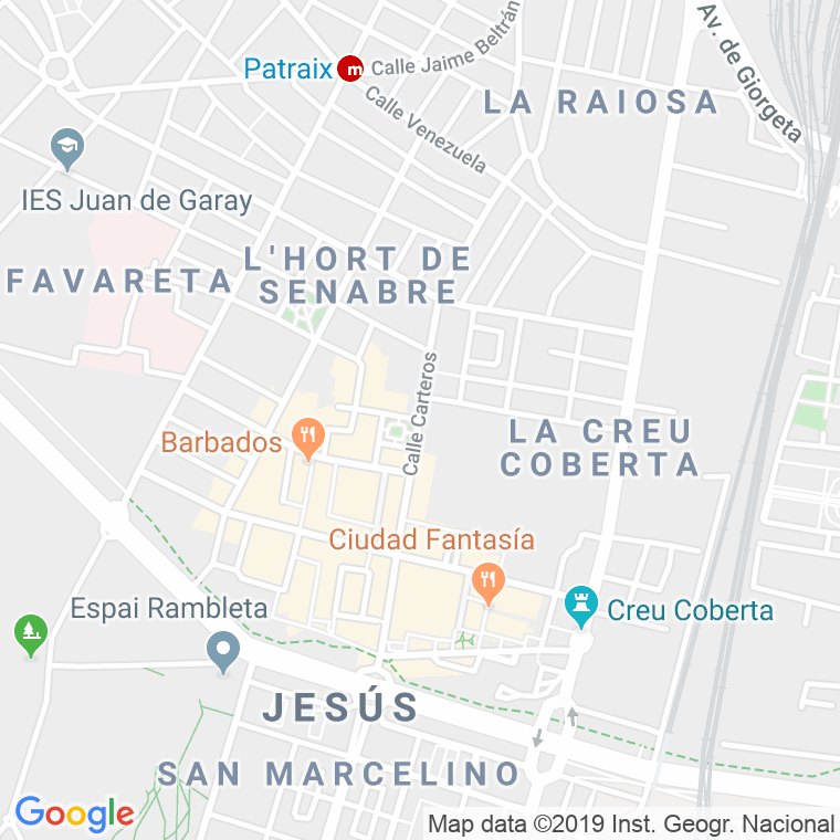 Código Postal calle Carteros   (Impares Del 5 Al Final)  (Pares Del 8 Al Final) en Valencia