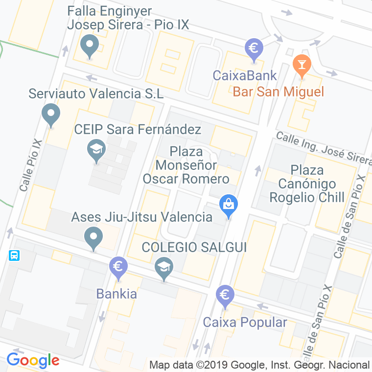 Código Postal calle Monseñor Oscar Arnulfo Romero, plaza en Valencia