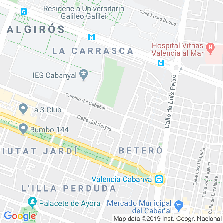 Código Postal calle Cabañal, Del, camino (Impares Del 1 Al 5)  (Pares Del 2 Al 4) en Valencia