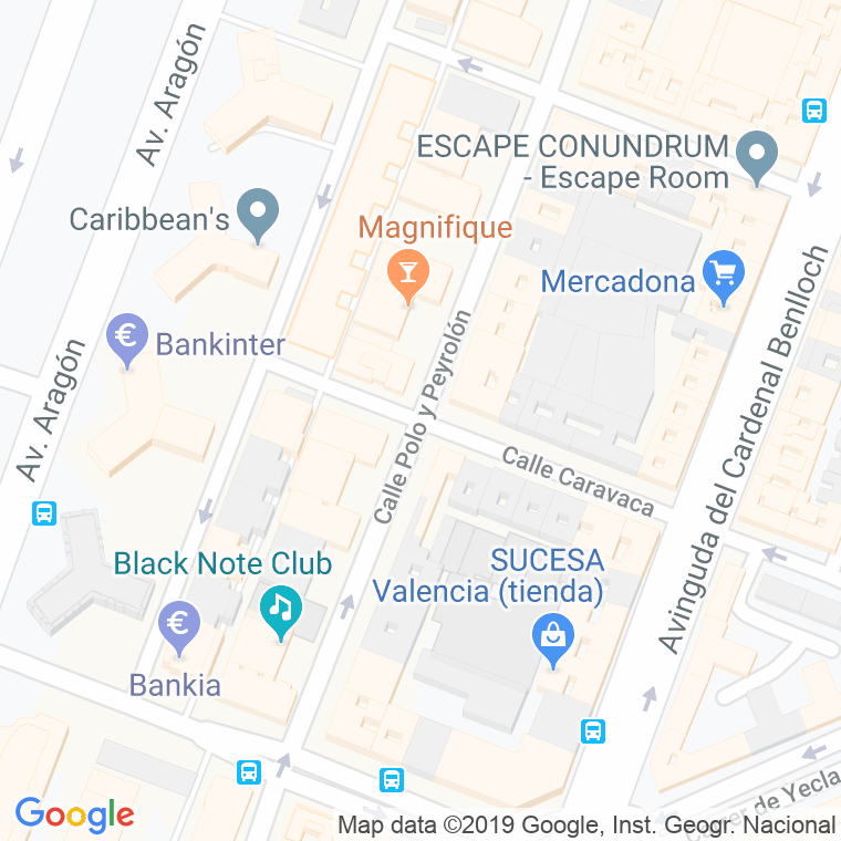 Código Postal calle Caravaca en Valencia
