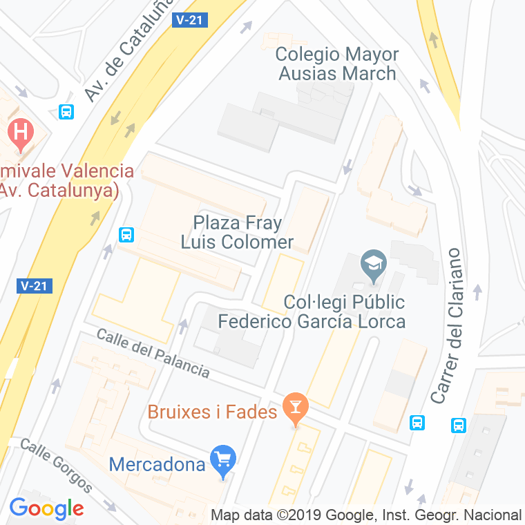 Código Postal calle Fray Luis Colomer, plaza en Valencia