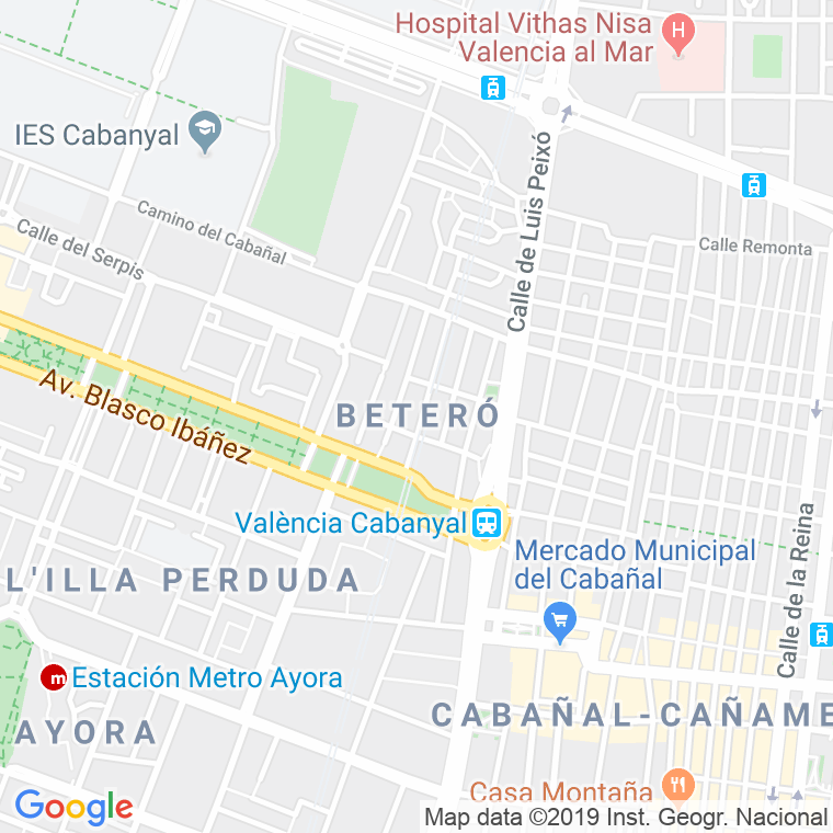 Código Postal calle Barrio Betero en Valencia
