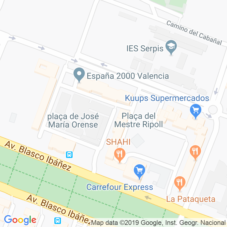 Código Postal calle Jose Maria Orense, plaza en Valencia