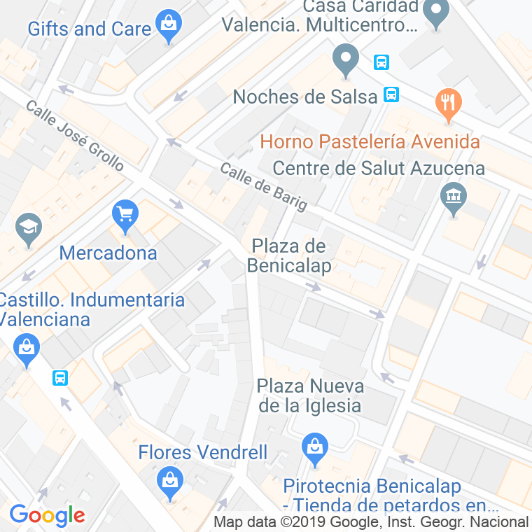 Código Postal calle Benicalap, plaza en Valencia