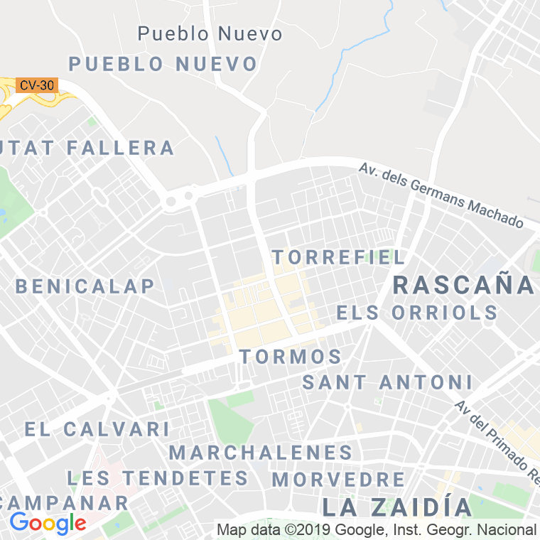 Código Postal calle Moncada, De, camino (Impares Del 57 Al 335)  (Pares Del 46 Al 342) en Valencia