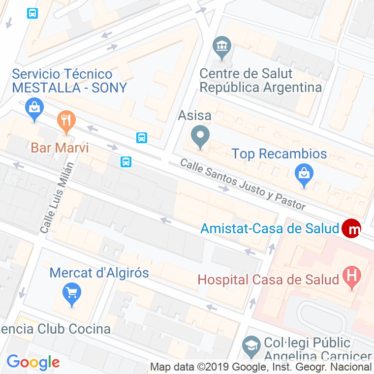 Código Postal calle Perolo, senda en Valencia