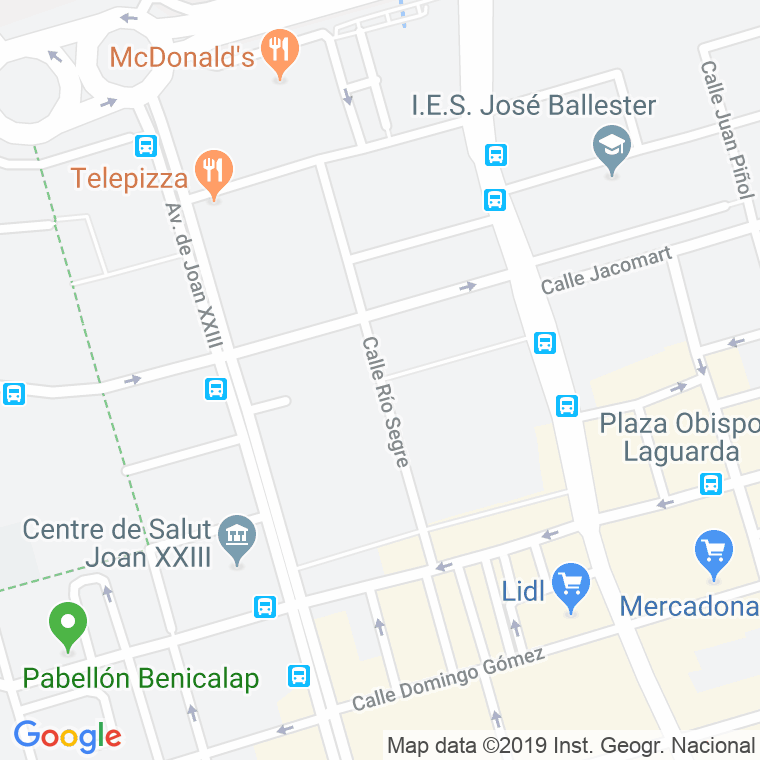 Código Postal calle Rio Segre en Valencia