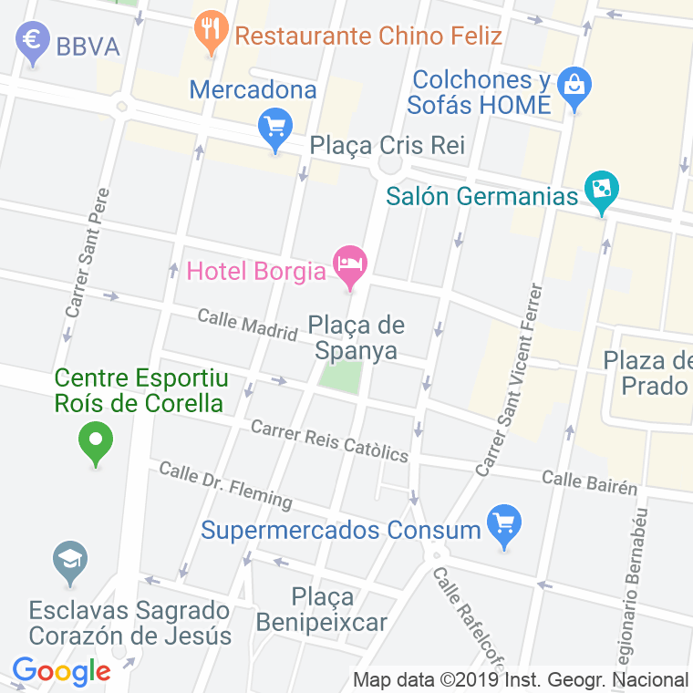 Código Postal calle Espanya, plaza en Gandía