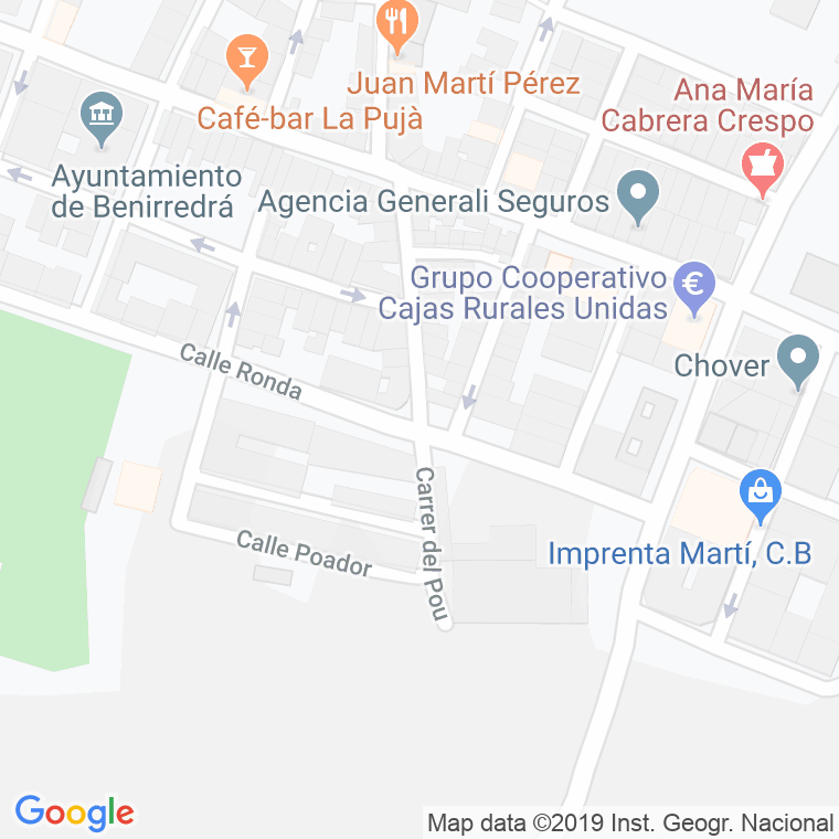 Código Postal calle Pou, Del (Benirredra) en Gandía