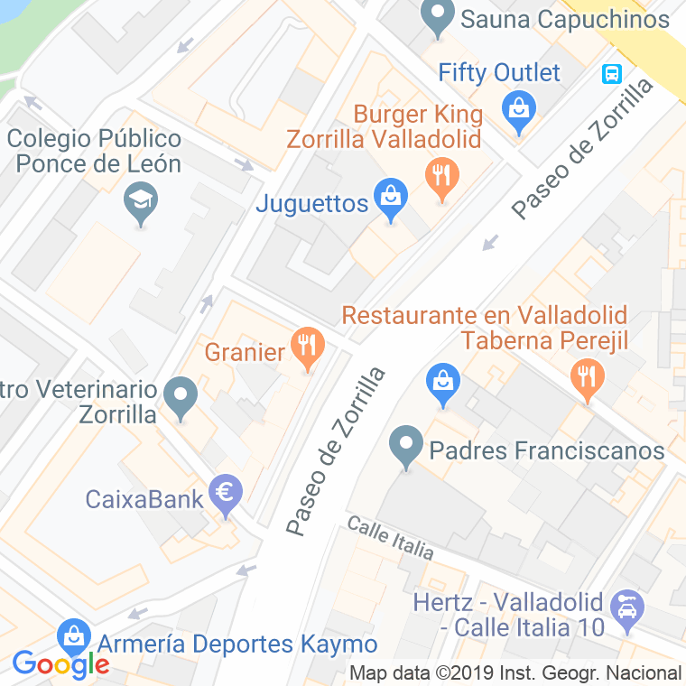 Código Postal calle Pedro Ponce De Leon en Valladolid