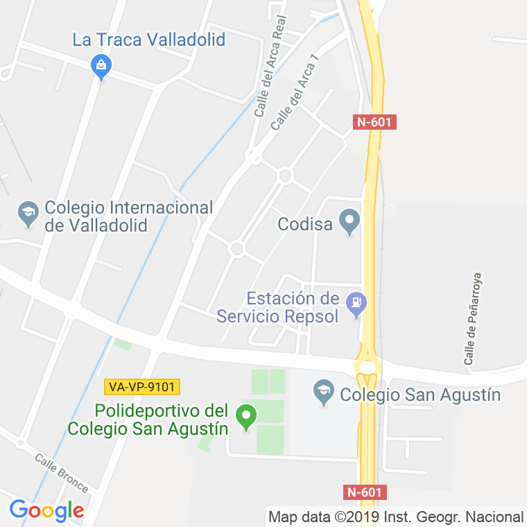 Código Postal calle Arcas Reales, Hasta Km. 3, 5, carretera en Valladolid