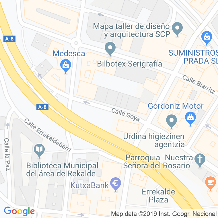 Código Postal calle Goya, prolongacion en Bilbao