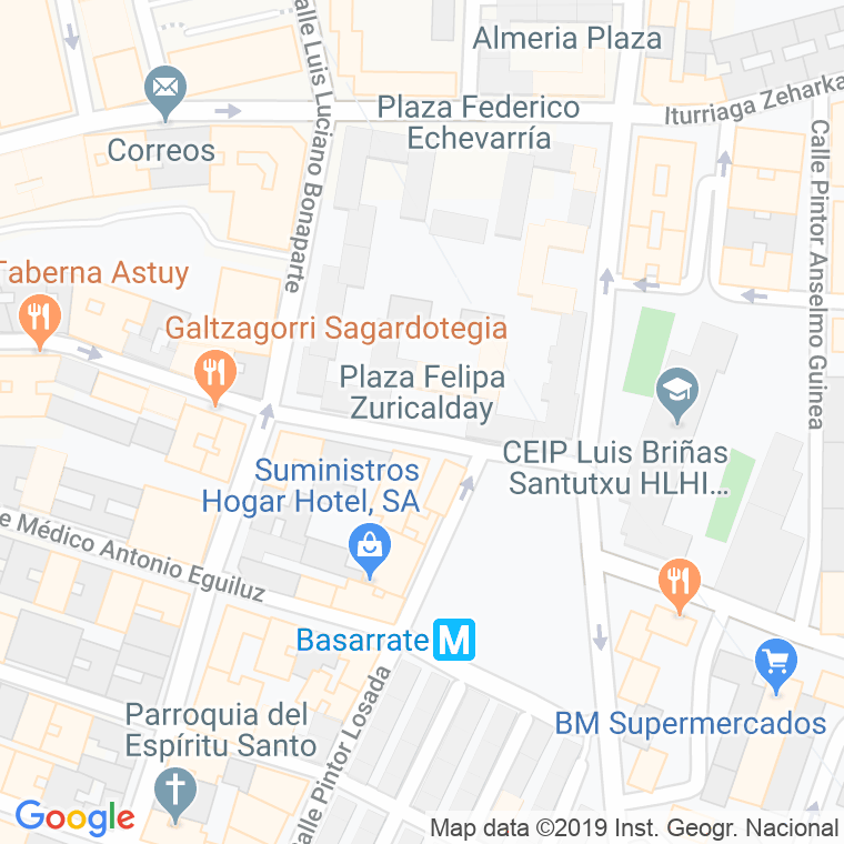 Código Postal calle Felipa De Zuricalday, plaza en Bilbao