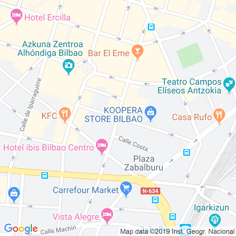 Código Postal calle General Concha   (Impares Del 1 Al 7)  (Pares Del 2 Al 12) en Bilbao