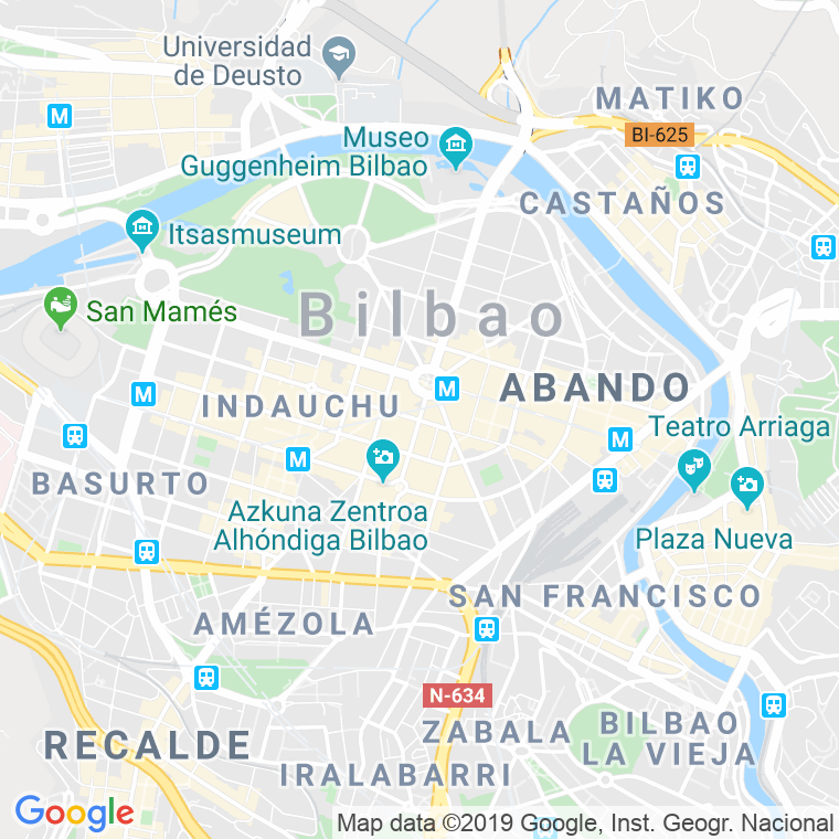 Código Postal calle Recalde, alameda (Impares Del 39 Al 45)  (Pares Del 50 Al 54) en Bilbao