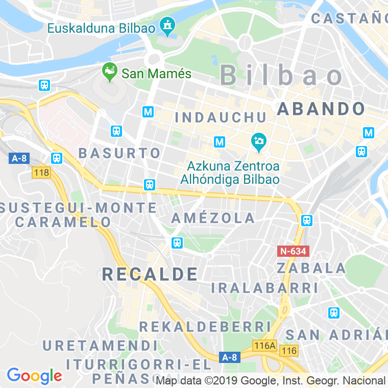 Código Postal calle Autonomia   (Pares Del 46 Al Final) en Bilbao