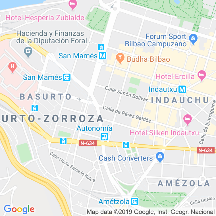 Código Postal calle Perez Galdos   (Impares Del 47 Al Final)  (Pares Del 48 Al Final) en Bilbao