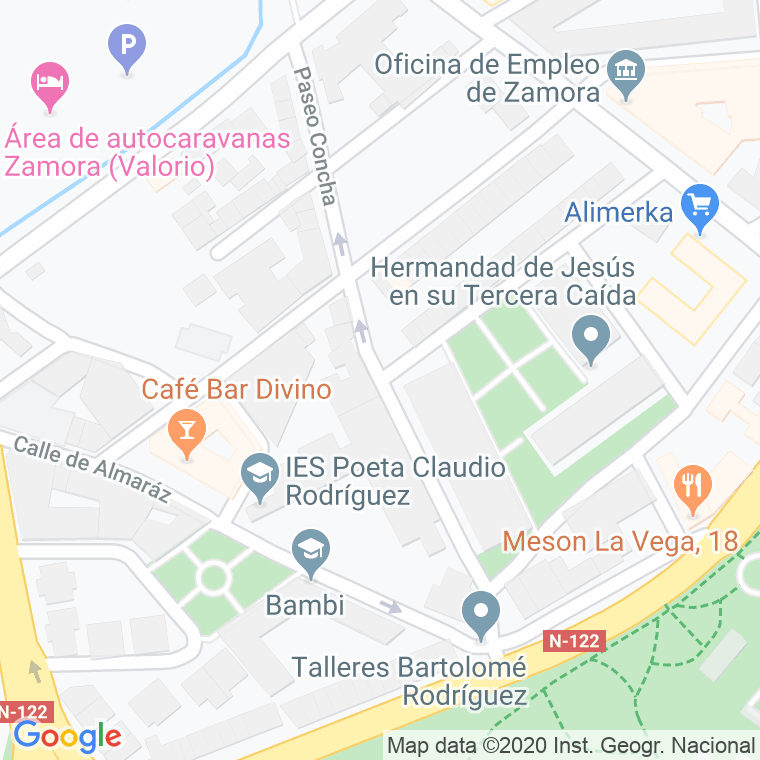 Código Postal calle Concha, paseo en Zamora