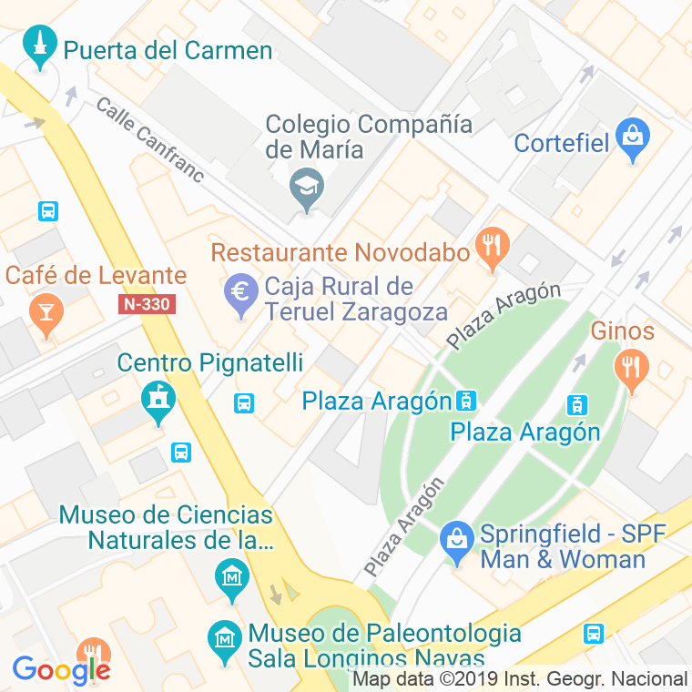 Código Postal calle Canfranc en Zaragoza