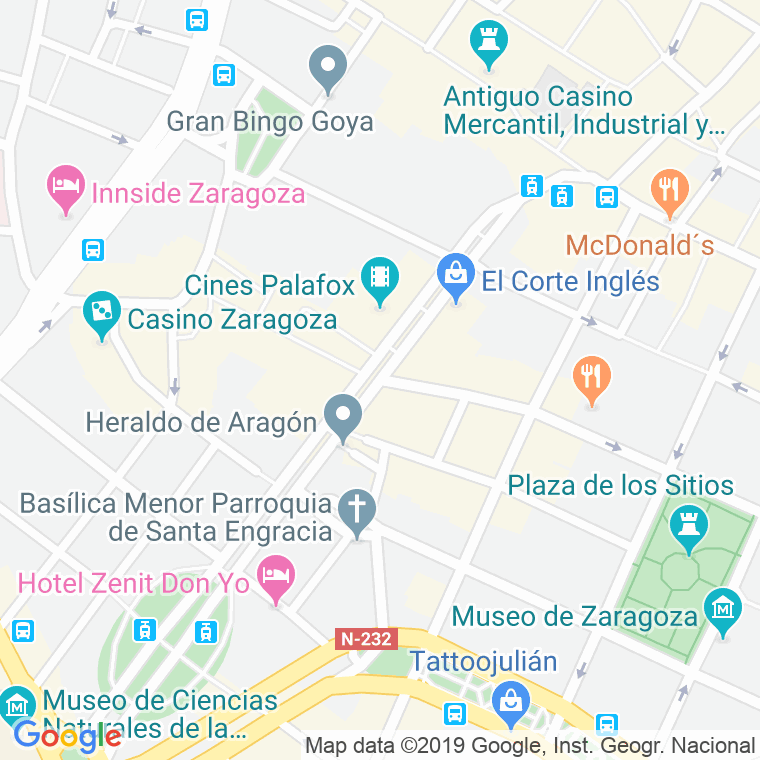 Código Postal calle Independencia, avenida (Pares Del 2 Al Final) en Zaragoza