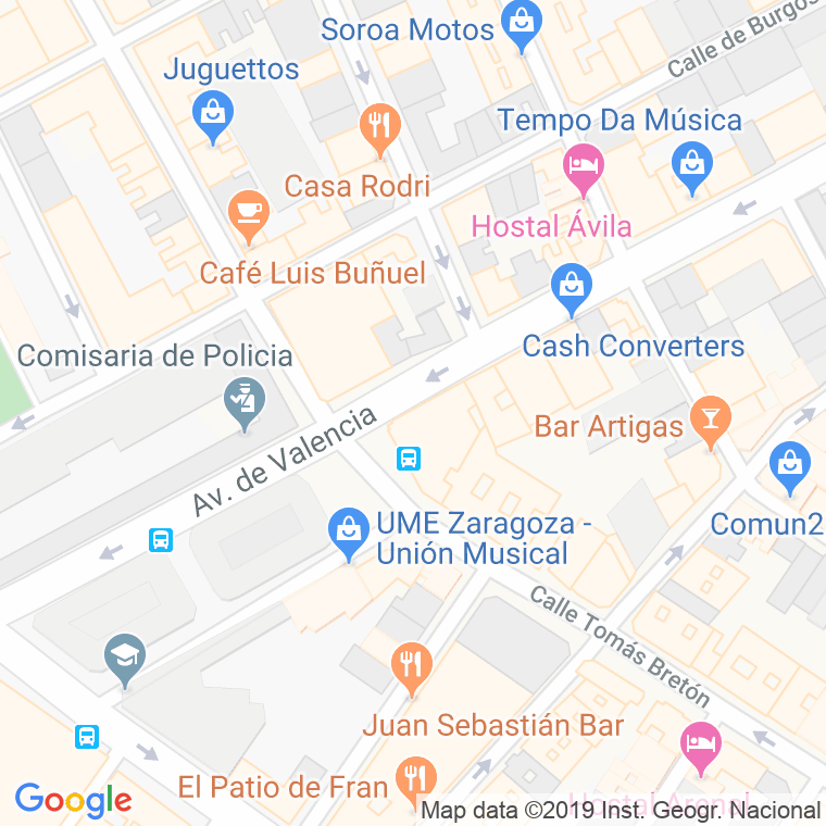 Código Postal calle Valencia, avenida en Zaragoza