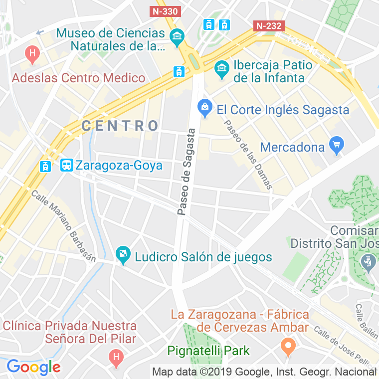 Código Postal calle Sagasta, paseo (Impares Del 1 Al 25) en Zaragoza