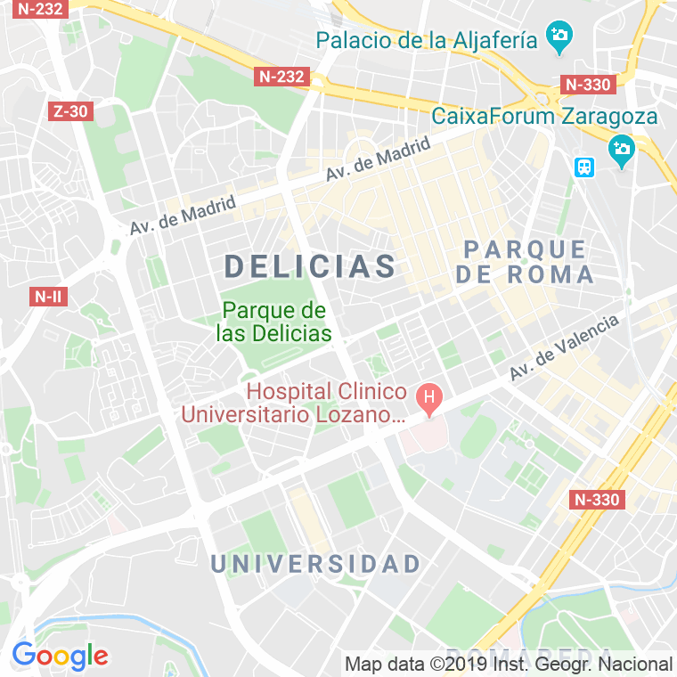 Código Postal calle Duquesa De Villahermosa   (Impares Del 115 Al Final)  (Pares Del 66 Al Final) en Zaragoza