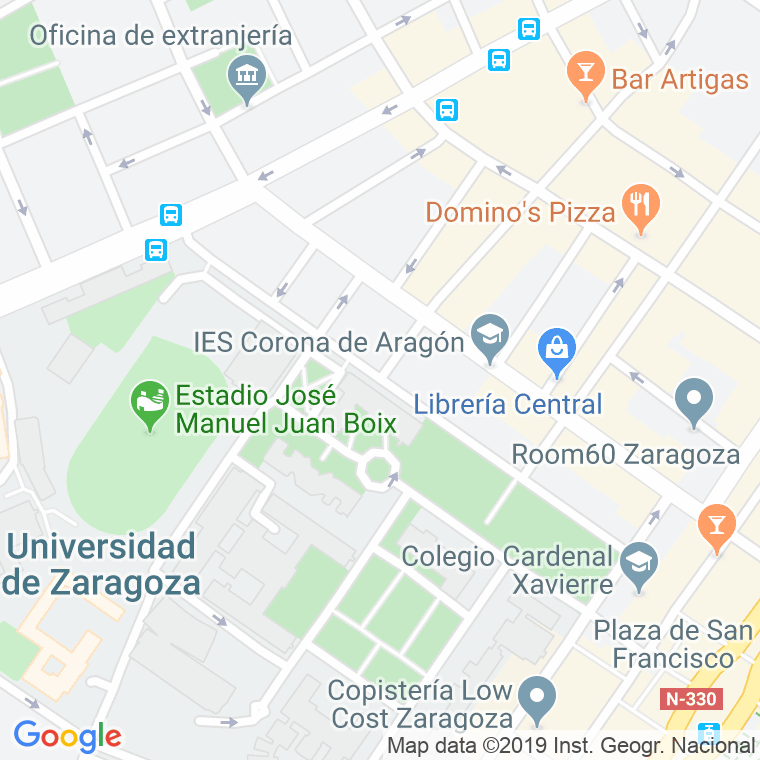 Código Postal calle Menendez Pelayo en Zaragoza