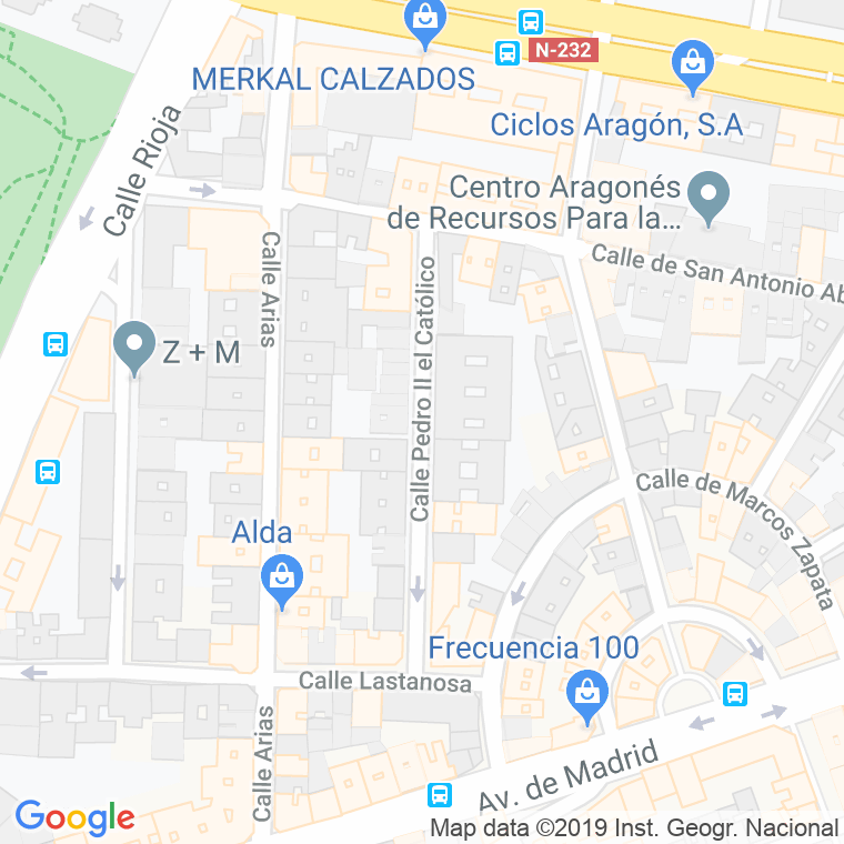 Código Postal calle Pedro Ii El Catolico en Zaragoza