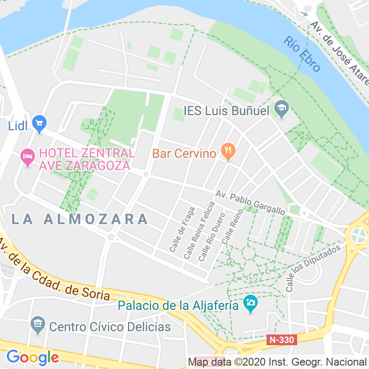 Código Postal calle Escultor Pablo Gargallo, prolongacion (Pares Del 50 Al 60) en Zaragoza
