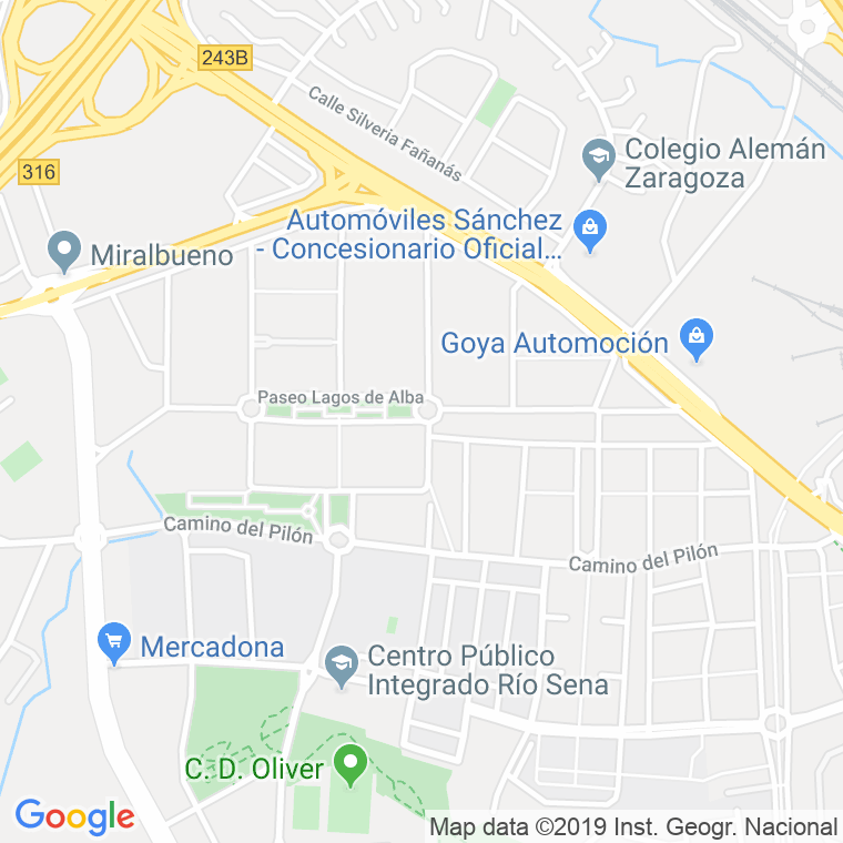 Código Postal calle Lagos De Alba, Los, paseo en Zaragoza